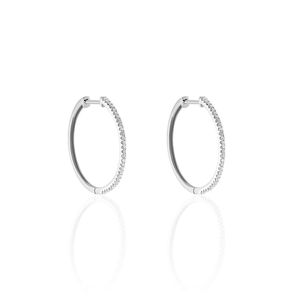 Cr&eacute;oles Aryanna Rondes Or Blanc Diamant - Boucles d'oreilles cr&eacute;oles Femme | Histoire d&rsquo;Or