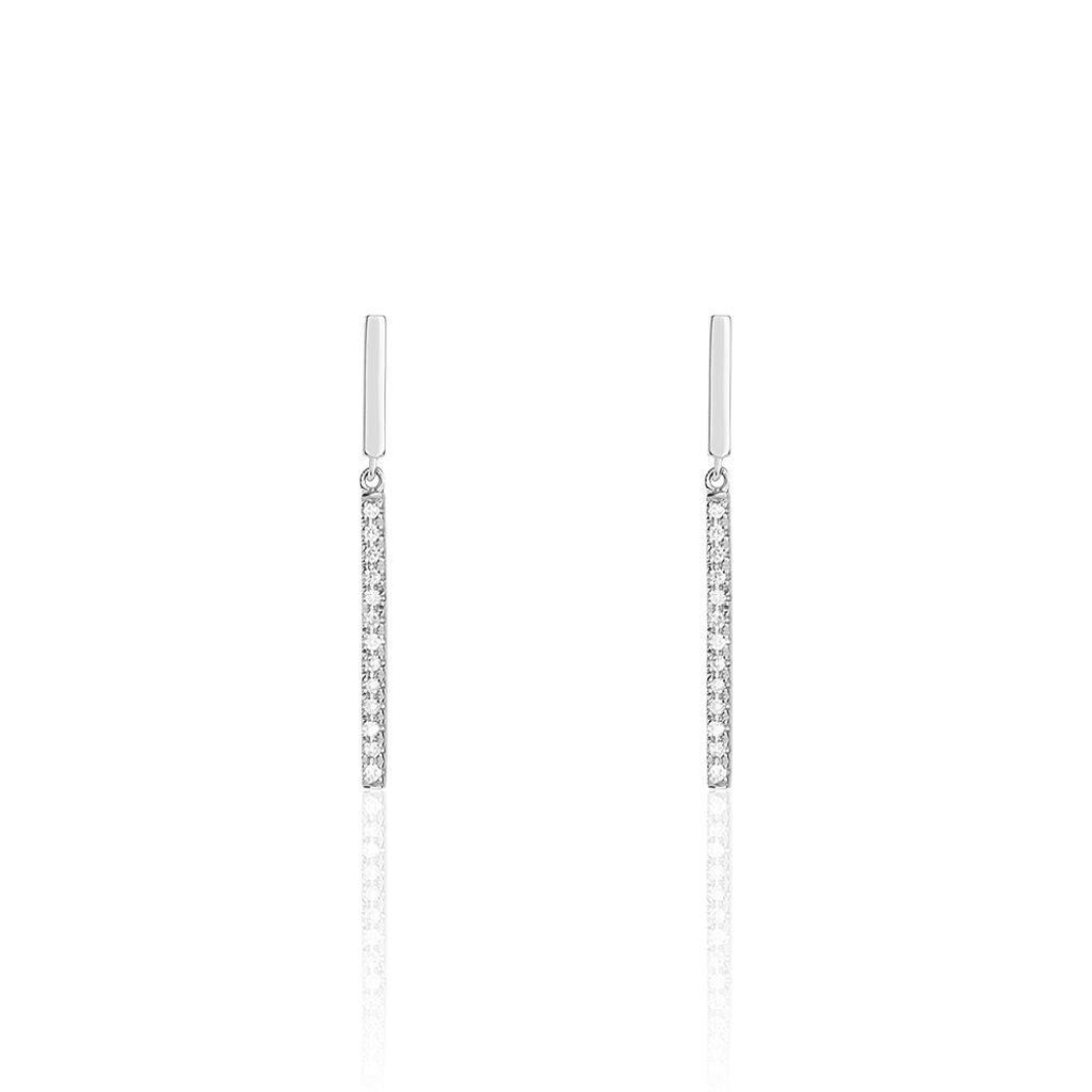 Boucles D'oreilles Puces Alayna Or Blanc Diamant - Boucles d'oreilles pendantes Femme | Histoire d’Or