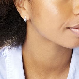 Boucles D'oreilles Audea Or Blanc Topaze Et Oxyde De Zirconium - Boucles d'oreilles pendantes Femme | Histoire d’Or