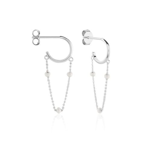 Cr&eacute;oles Polka Argent Blanc - Boucles d'oreilles cr&eacute;oles Femme | Histoire d&rsquo;Or