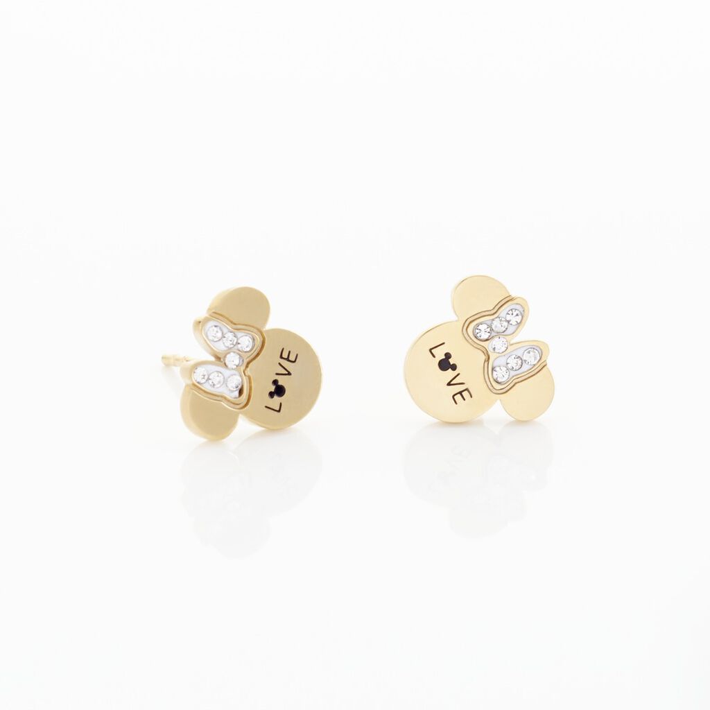 Boucles D'oreilles Puces Disney Acier Doré Cristaux - Boucles d'oreilles fantaisie Enfant | Histoire d’Or