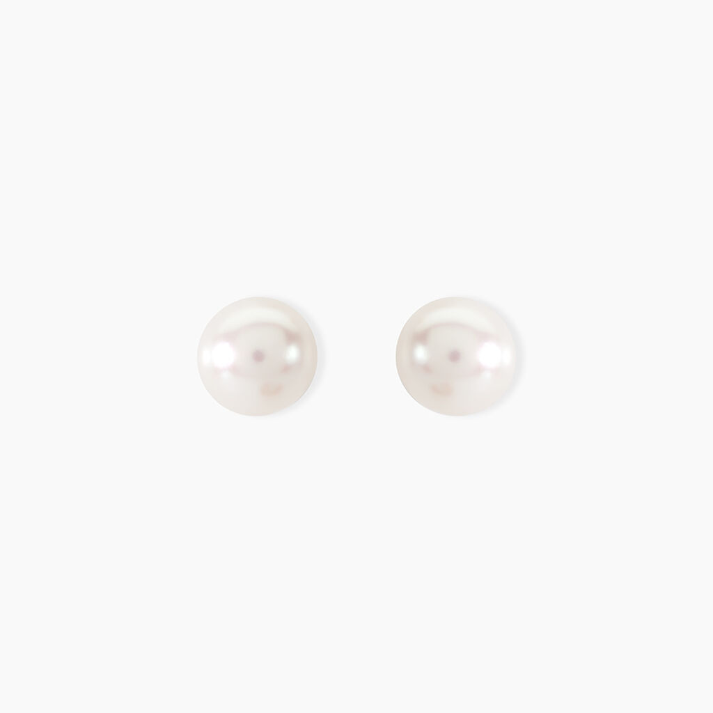 Boucles D'oreilles Puces Ursulina Or Jaune Perle De Culture - Clous d'oreilles Femme | Histoire d’Or