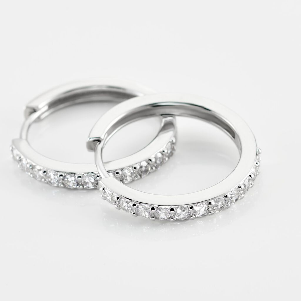 Cr&eacute;oles Classique Argent Blanc Jussi Oxyde De Zirconium - Boucles d'oreilles cr&eacute;oles Femme | Histoire d&rsquo;Or