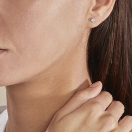 Boucles D'oreilles Puces Or Blanc  Diamants Synthétique - Clous d'oreilles Femme | Histoire d’Or