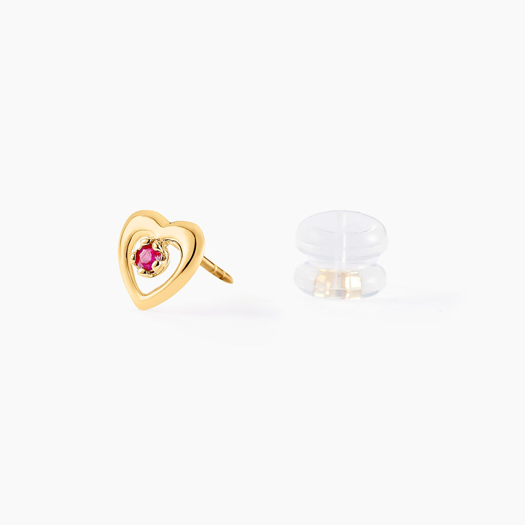 Boucles D'oreilles Puces Izild Or Jaune Rubis - Clous d'oreilles Femme | Histoire d’Or