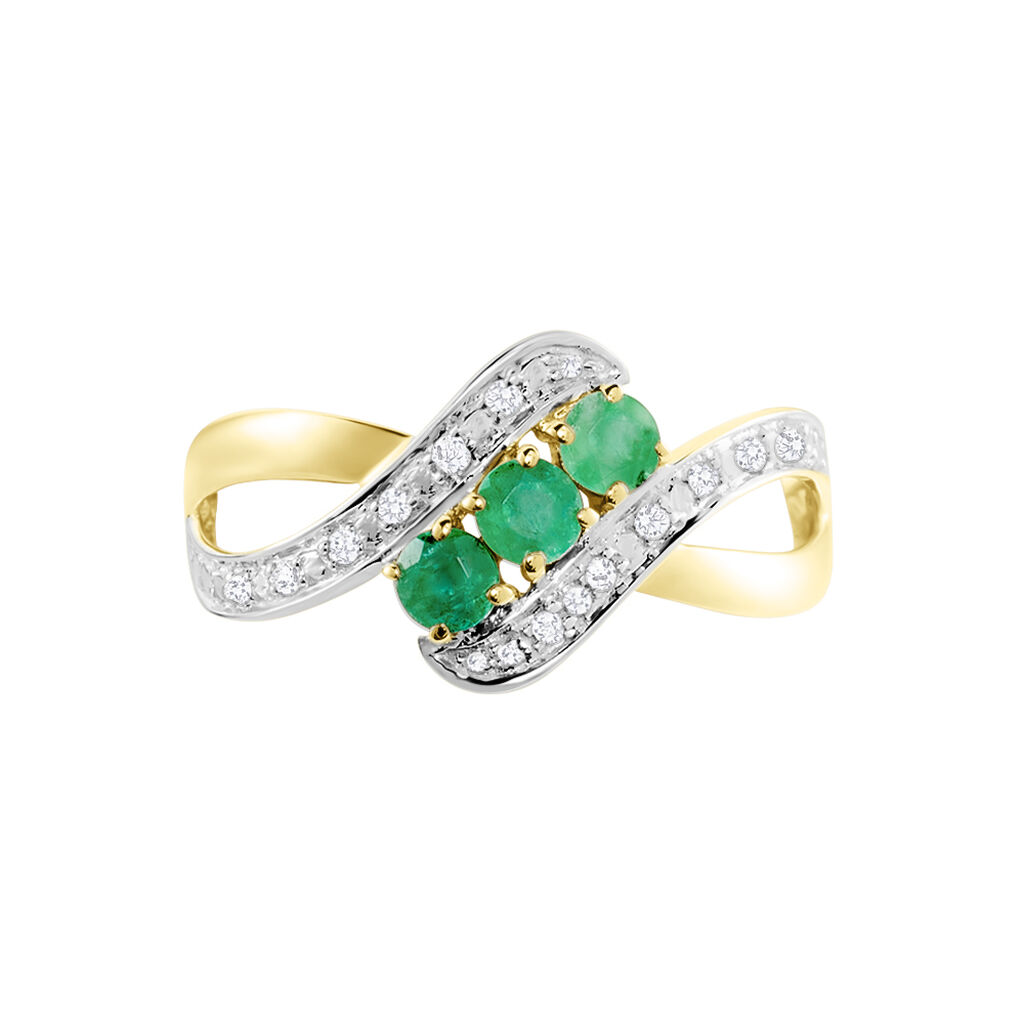 Bague Simma Or Jaune Diamant Et Emeraude - Bagues avec pierre Femme | Histoire d’Or
