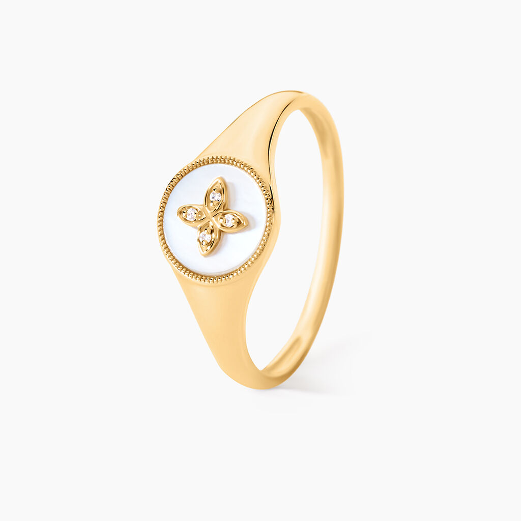 Bague Talisman Or Jaune Nacre Diamant - Bagues avec pierre Femme | Histoire d’Or