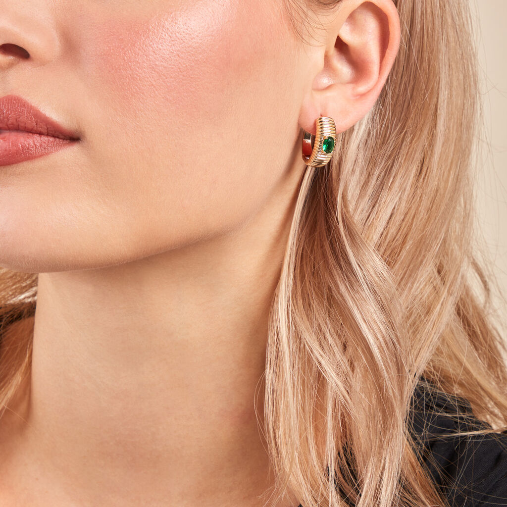 Créoles Dune Plaqué Or Doré Verre - Boucles d'oreilles créoles Femme | Histoire d’Or