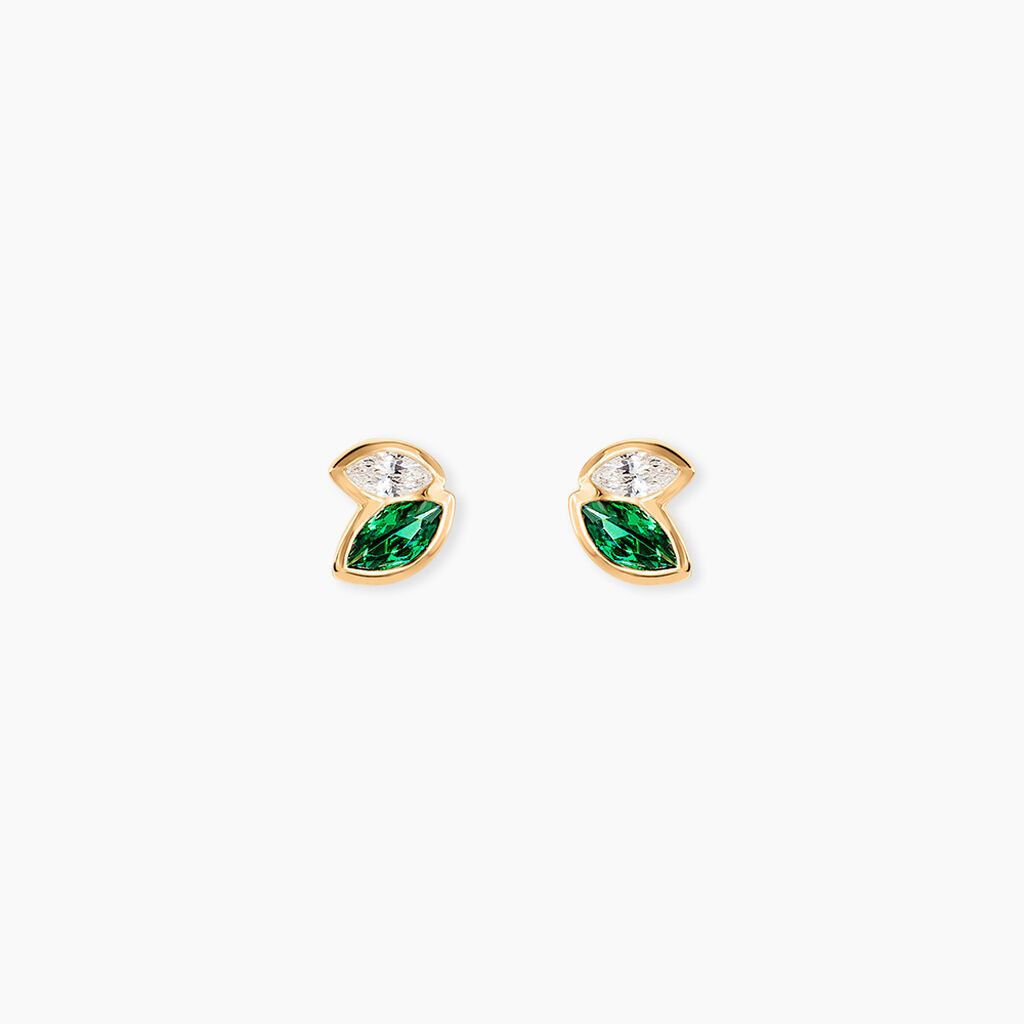 Boucles D'Oreilles Puces Amazone Plaqu&eacute; Or Jaune Oxyde De Zirconium - Boucles d'oreilles fantaisie Femme | Histoire d&rsquo;Or