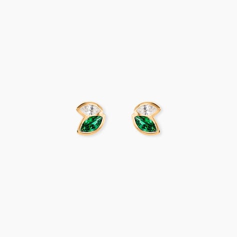 Boucles D'Oreilles Puces Amazone Plaqu&eacute; Or Jaune Oxyde De Zirconium - Boucles d'oreilles fantaisie Femme | Histoire d&rsquo;Or