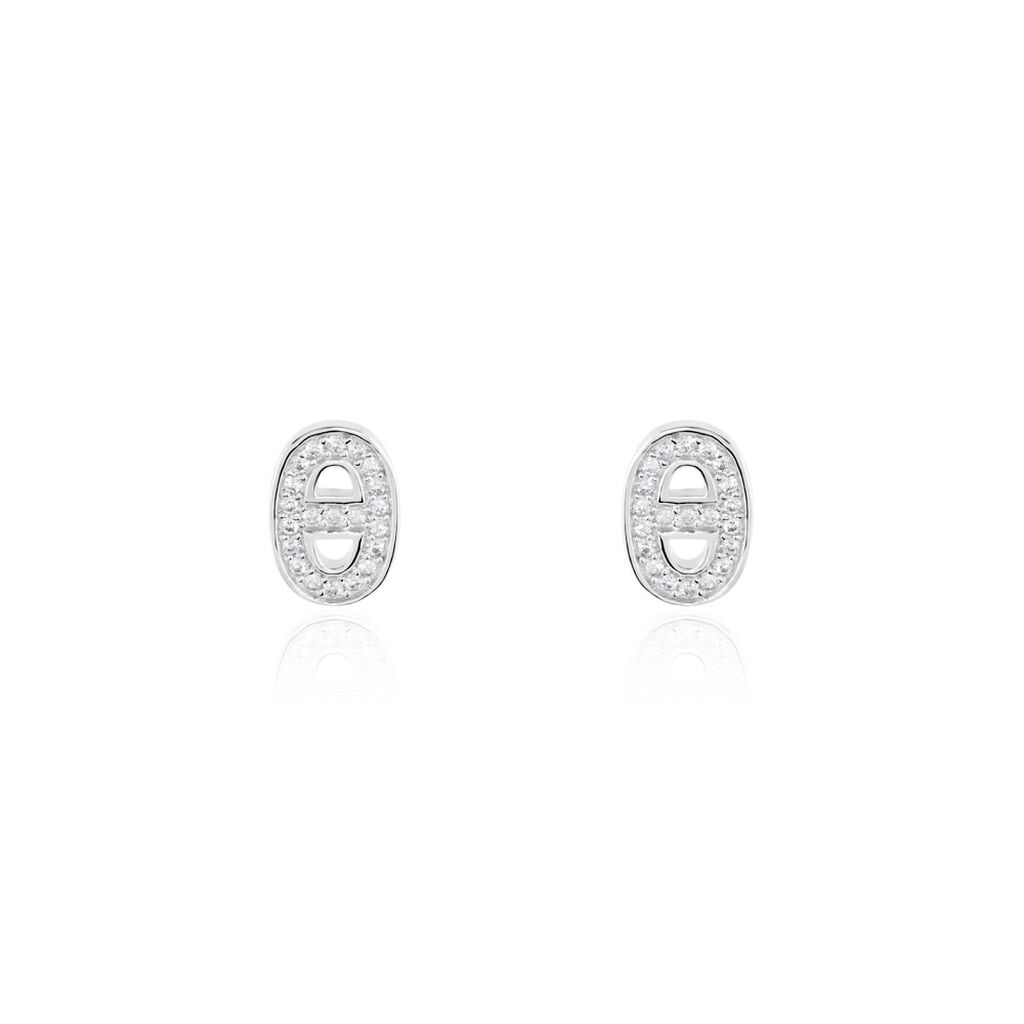 Boucles D'oreilles Puces Argent Blanc Caprina Oxydes De Zirconium - Boucles d'oreilles fantaisie Femme | Histoire d’Or