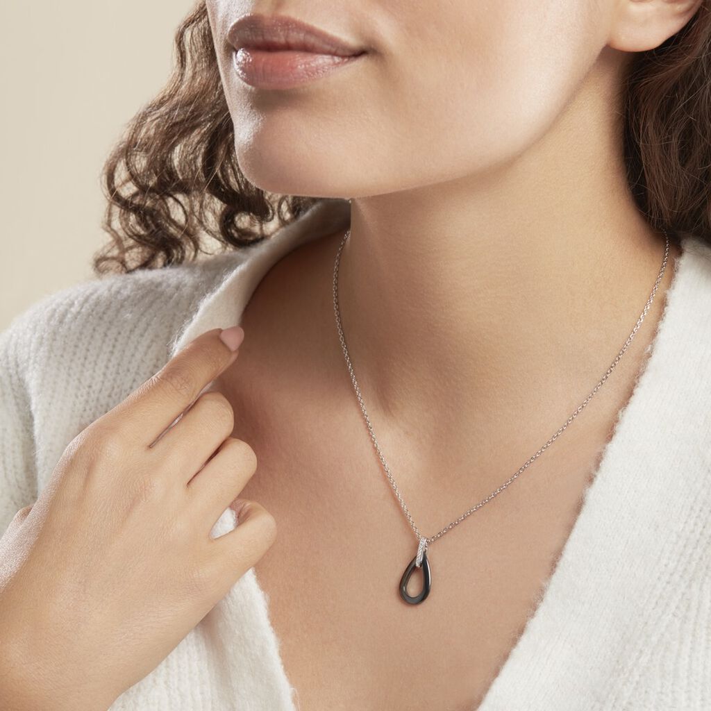 Collier Amaris Argent Blanc Céramique Et Oxyde De Zirconium - Colliers fantaisie Femme | Histoire d’Or
