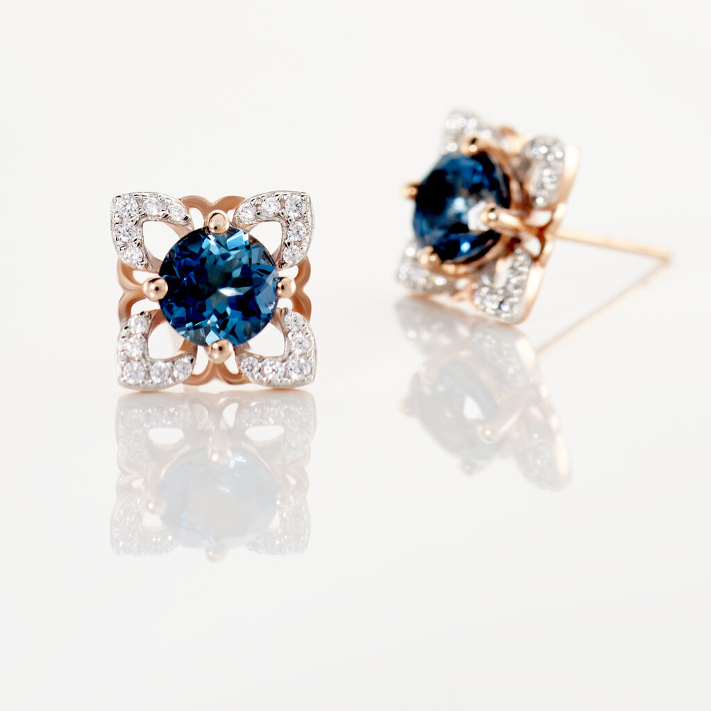 Boucles D'oreilles Pendantes Haia Or Rose Topaze Et Oxyde De Zirconium - Boucles d'oreilles pendantes Femme | Histoire d’Or