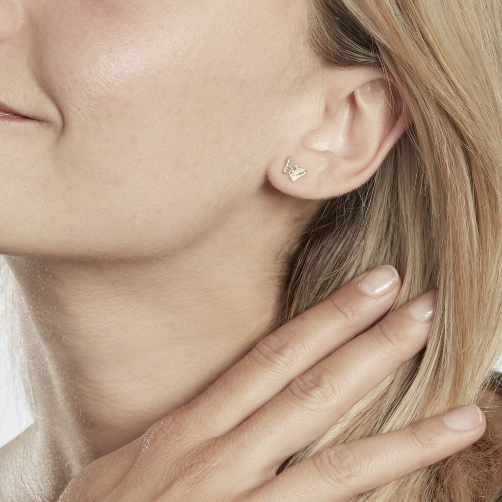 Boucles D'oreilles Puces Bartholomée Papillon Or Jaune - Clous d'oreilles Femme | Histoire d’Or