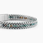 Bracelet Naturel Acier Blanc Jaspe Africain - Bracelets Homme | Histoire d&rsquo;Or