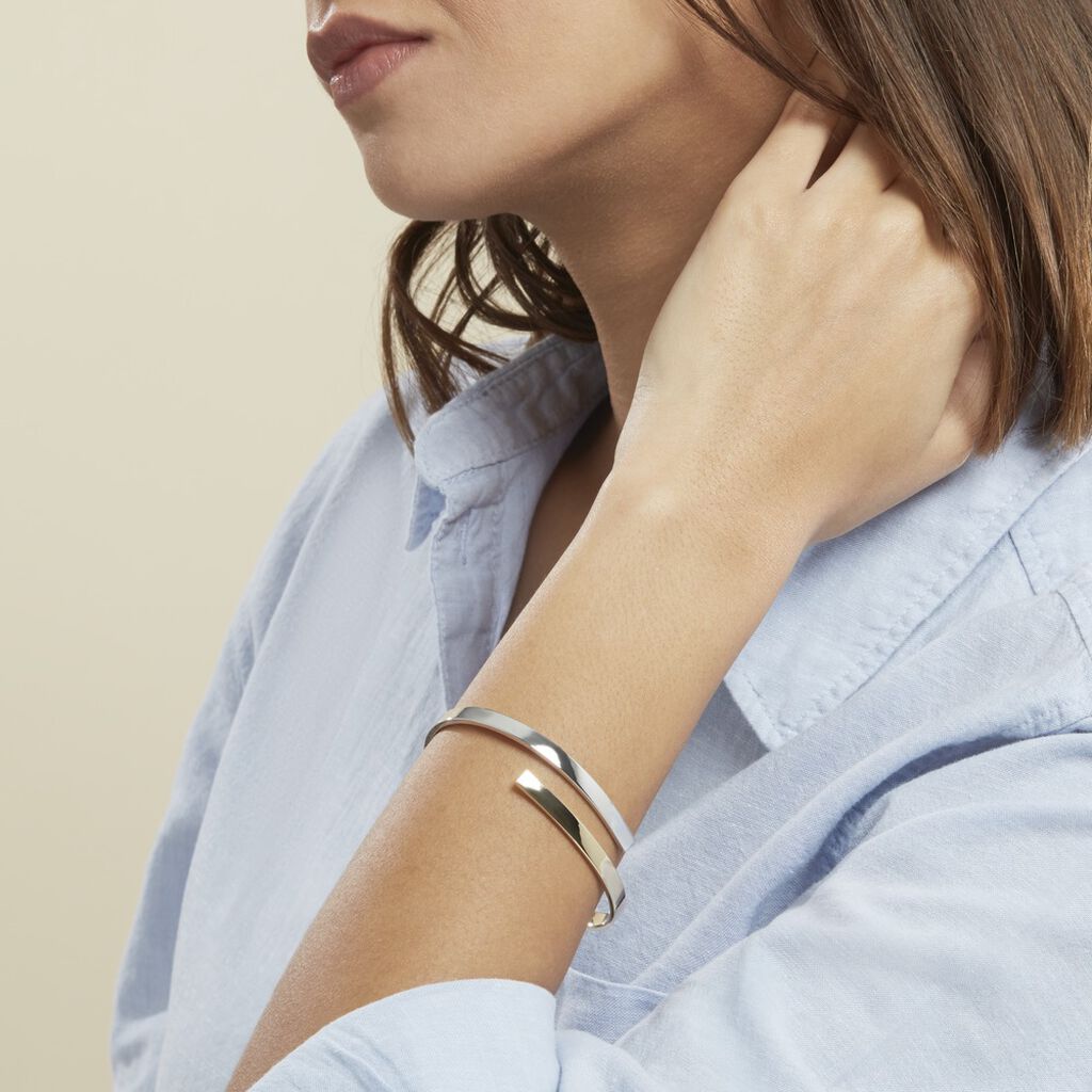 Bracelet Jonc Loise 2 Fils Carres Or Bicolore - Bracelets joncs Femme | Histoire d’Or