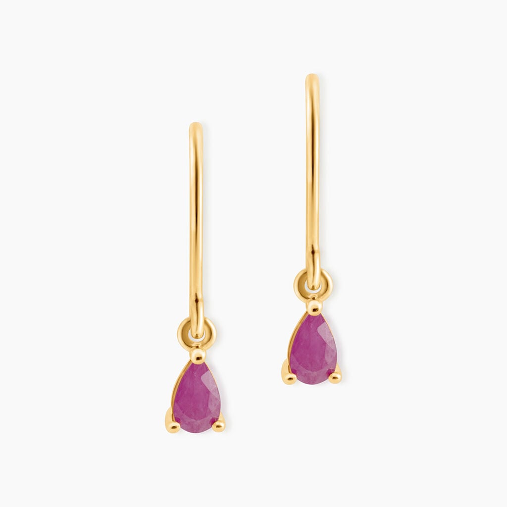 Boucles D'Oreilles Puces Onora Or Jaune Rubis - Clous d'oreilles Femme | Histoire d&rsquo;Or