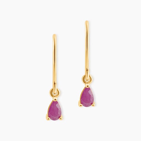 Boucles D'Oreilles Puces Onora Or Jaune Rubis - Clous d'oreilles Femme | Histoire d&rsquo;Or