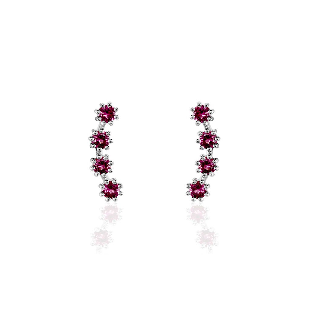 Boucles D'oreilles Puces Karrie Argent Blanc Oxyde De Zirconium - Boucles d'oreilles fantaisie Femme | Histoire d’Or