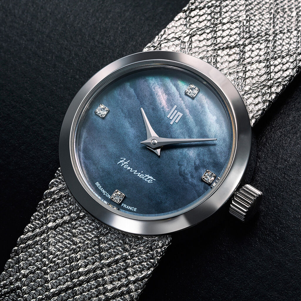 Montre Lip Henriette Diamant Nacre Noire - Id&eacute;es cadeaux Femme | Histoire d&rsquo;Or