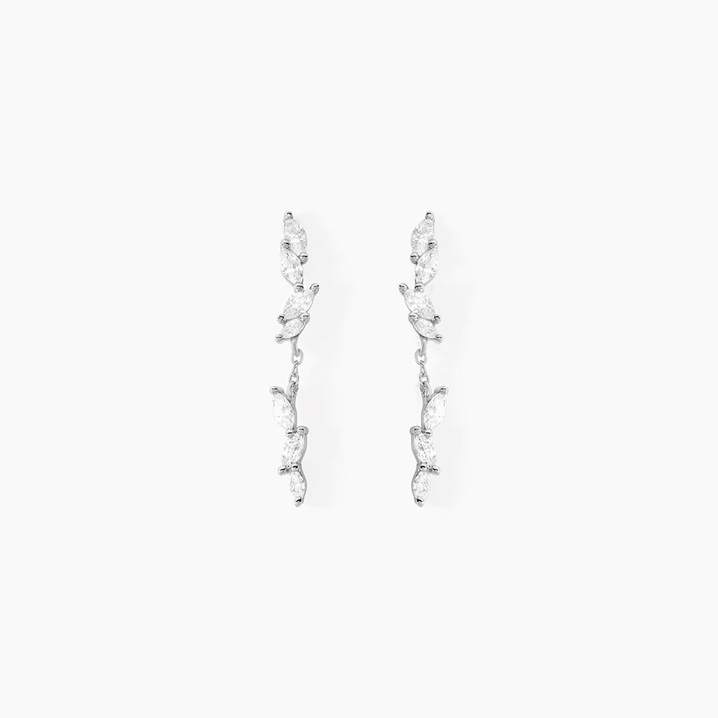 Boucles D'oreilles Pendantes Ellyn Argent Blanc Oxyde De Zirconium - Boucles d'oreilles fantaisie Femme | Histoire d’Or
