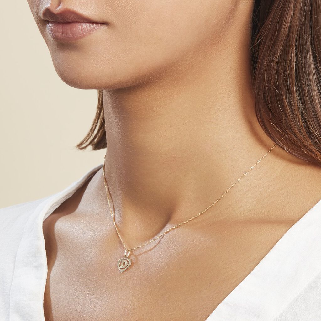 Pendentif Eudocie Coeur Lettre Or Jaune - Pendentifs Famille | Histoire d’Or