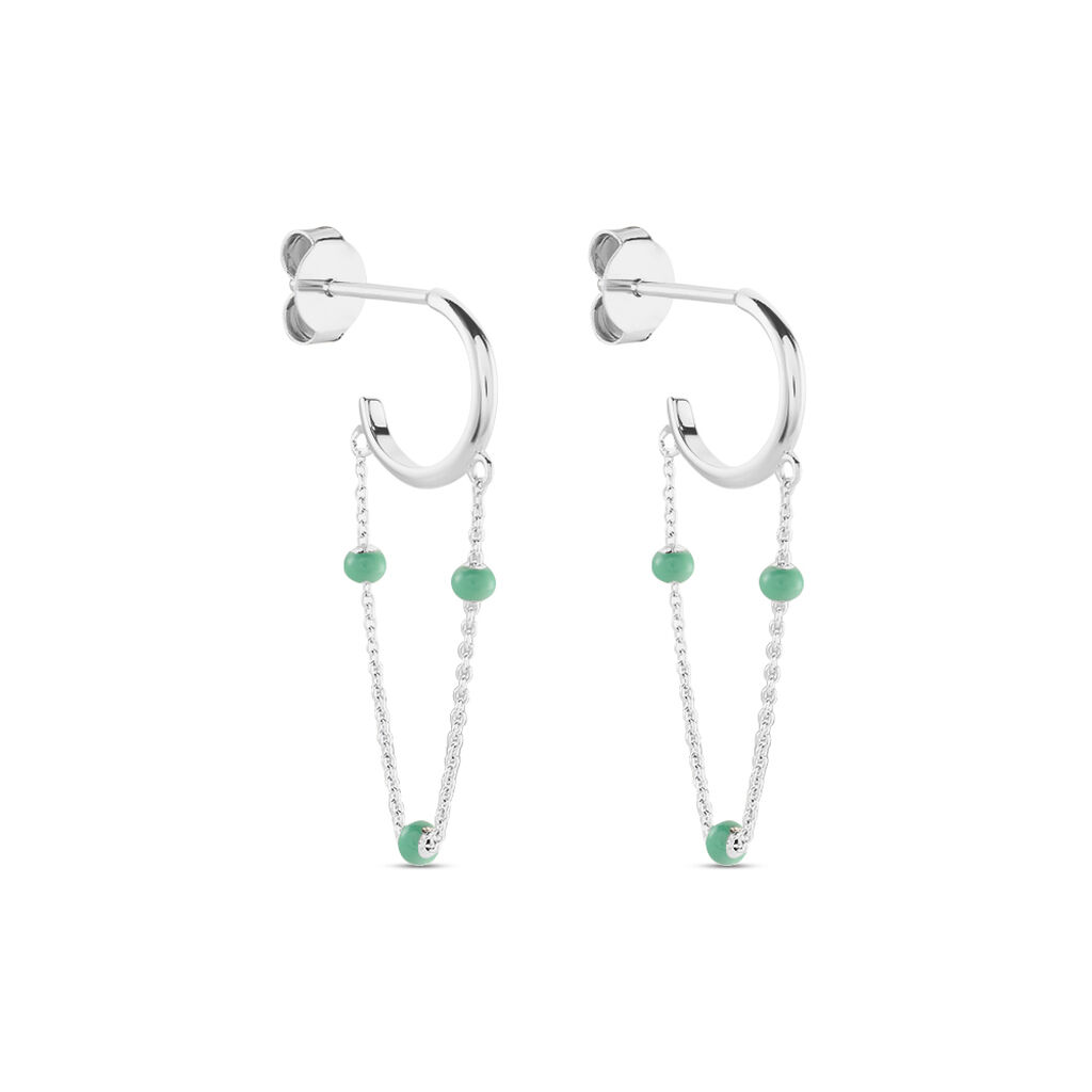 Créoles Polka Argent Blanc - Boucles d'oreilles créoles Femme | Histoire d’Or