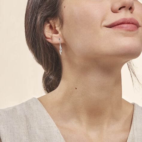 Boucles D'oreilles Pendantes Audrey Or Blanc Diamant - Boucles d'oreilles pendantes Femme | Histoire d’Or