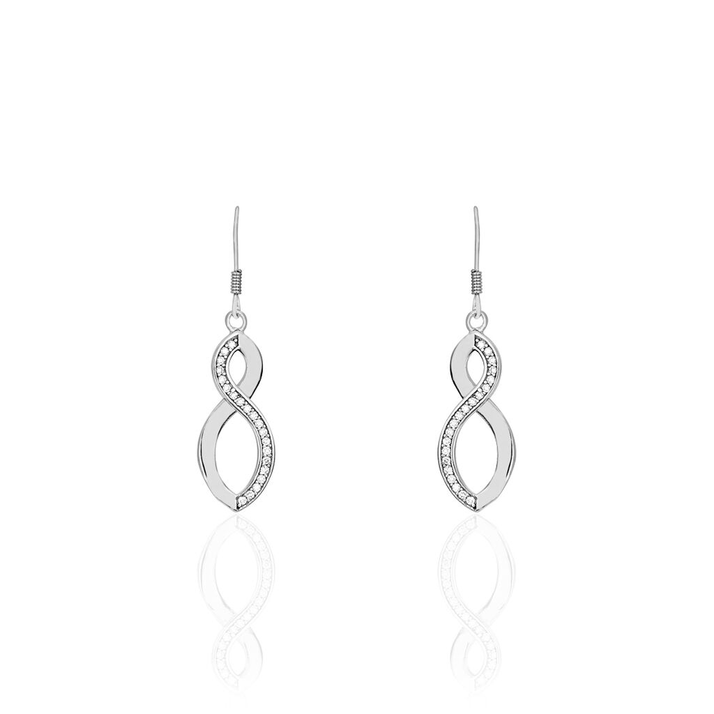 Boucles D'oreilles Pendantes Odile Argent Blanc Oxyde De Zirconium - Boucles d'oreilles fantaisie Femme | Histoire d&rsquo;Or