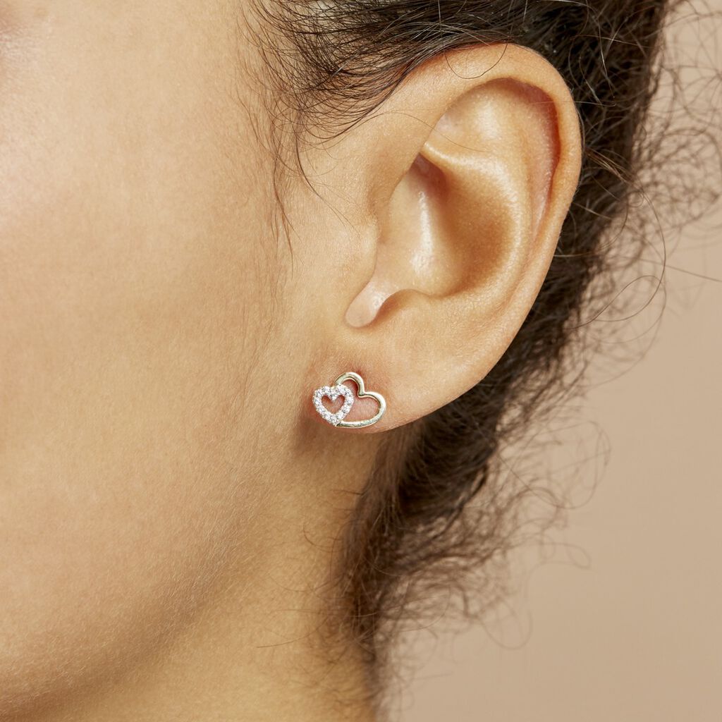 Boucles D'oreilles Puces Marineta Or Jaune Oxyde De Zirconium - Clous d'oreilles Femme | Histoire d’Or