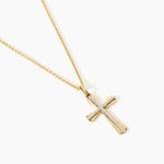 Pendentif Crocetta Argent Dor&eacute; A L'Or 750/1000 Oxyde De Zirconium - Pendentifs Communion  | Histoire d&rsquo;Or