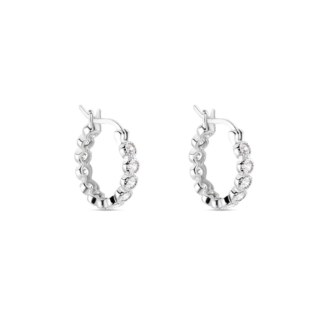 Créoles Argent Blanc Edoardo Oxydes De Zirconium - Boucles d'oreilles créoles Femme | Histoire d’Or