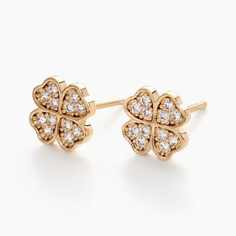 Boucles D'oreilles Puces Rhosyn Plaqué Or Jaune Oxyde - Boucles d'oreilles fantaisie Femme | Histoire d’Or