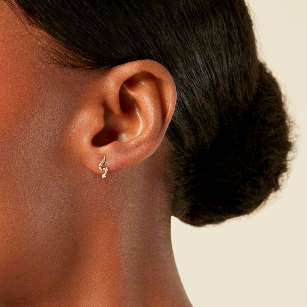 Boucles D'Oreilles Puces Zsofia Or Jaune Diamant - Clous d'oreilles Femme | Histoire d&rsquo;Or
