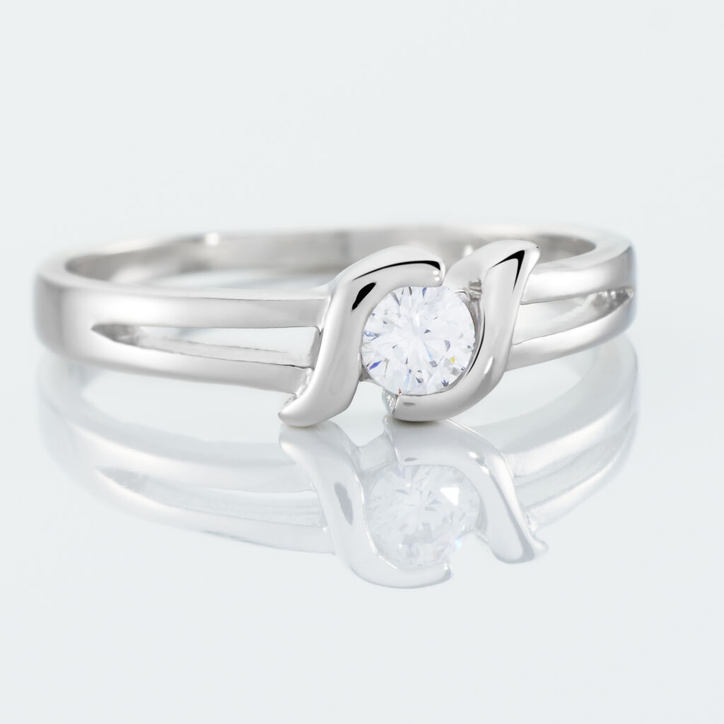 Bague Lyse Argent Blanc Oxyde De Zirconium - Bagues solitaires Femme | Histoire d&rsquo;Or