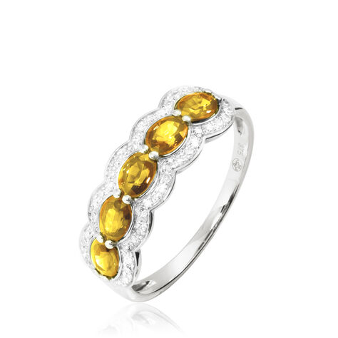 Bague Margaux Or Blanc Citrine Et Diamant - Bagues avec pierre Femme | Histoire d’Or