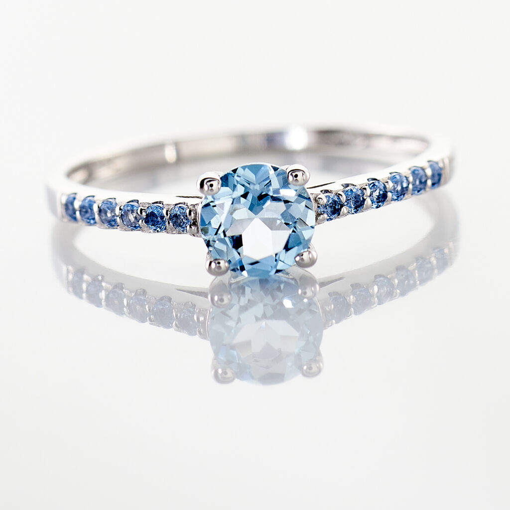 Bague Manon Or Blanc Topaze Et Oxyde De Zirconium - Bagues solitaires Femme | Histoire d&rsquo;Or