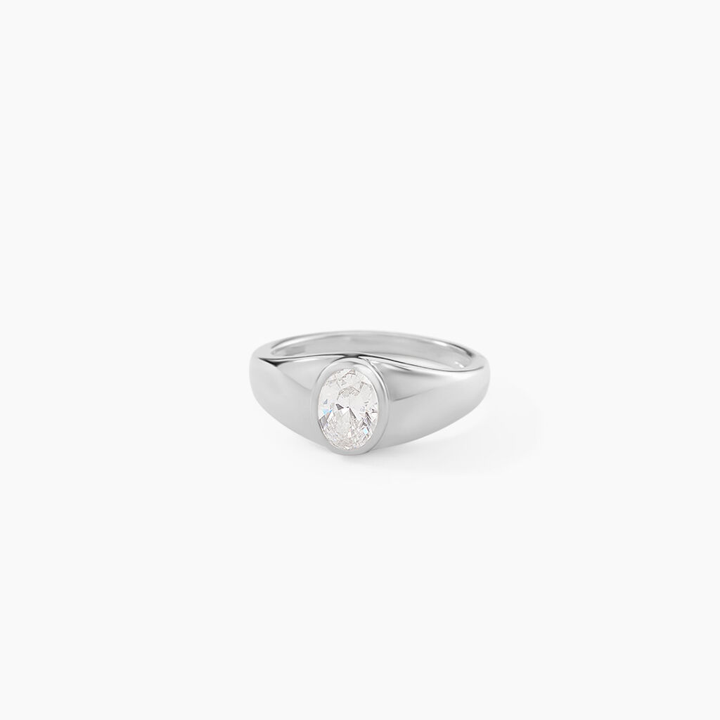 Bague Huge Argent Blanc Oxyde De Zirconium - Bagues avec pierre Femme | Histoire d&rsquo;Or
