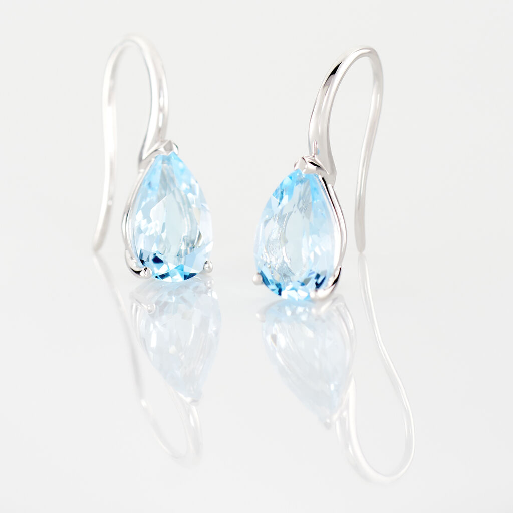 Boucles D'oreilles Puces Anesa Or Blanc Topaze - Clous d'oreilles Femme | Histoire d&rsquo;Or