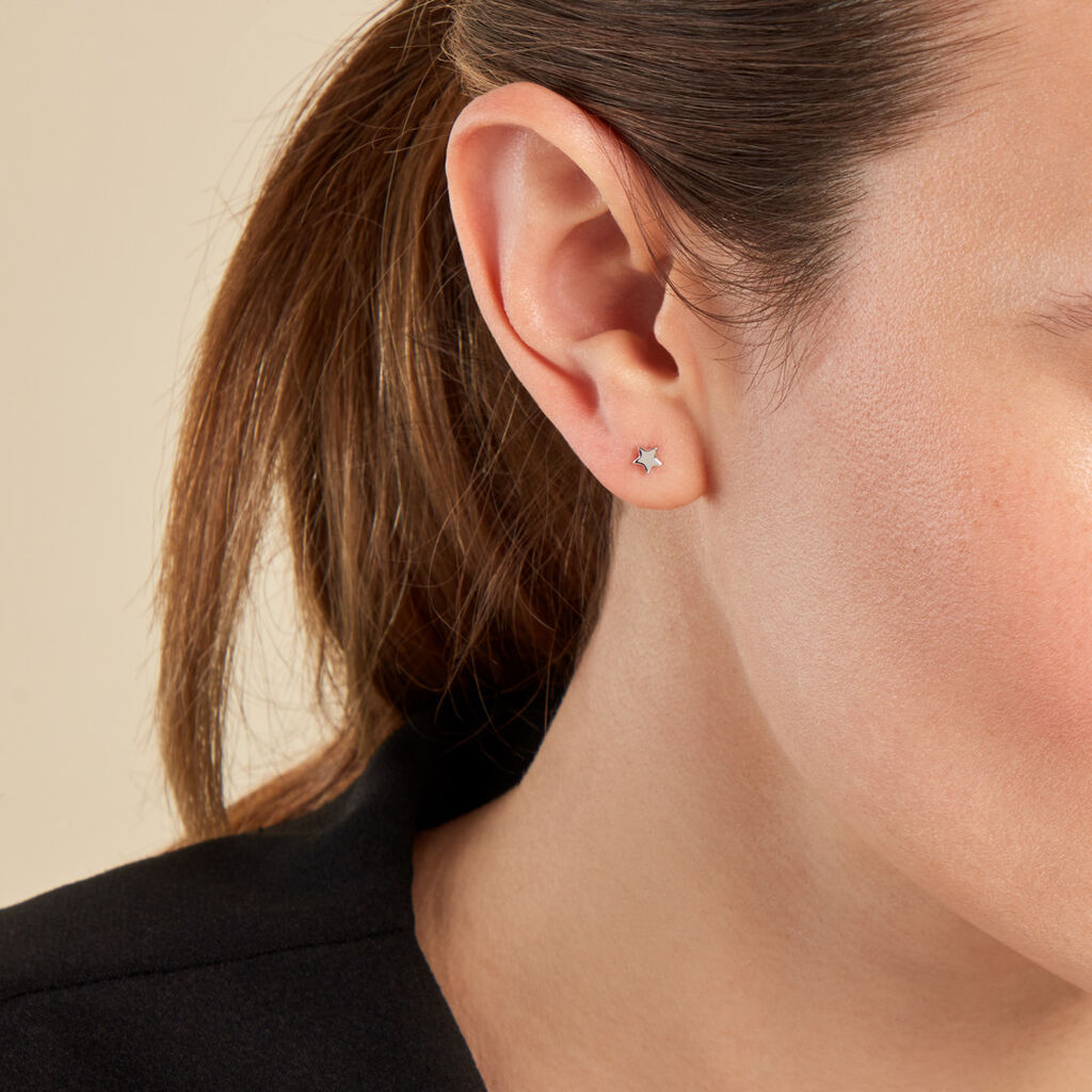Boucles D'oreilles Puces Celesta Argent Blanc - Boucles d'oreilles fantaisie Femme | Histoire d’Or