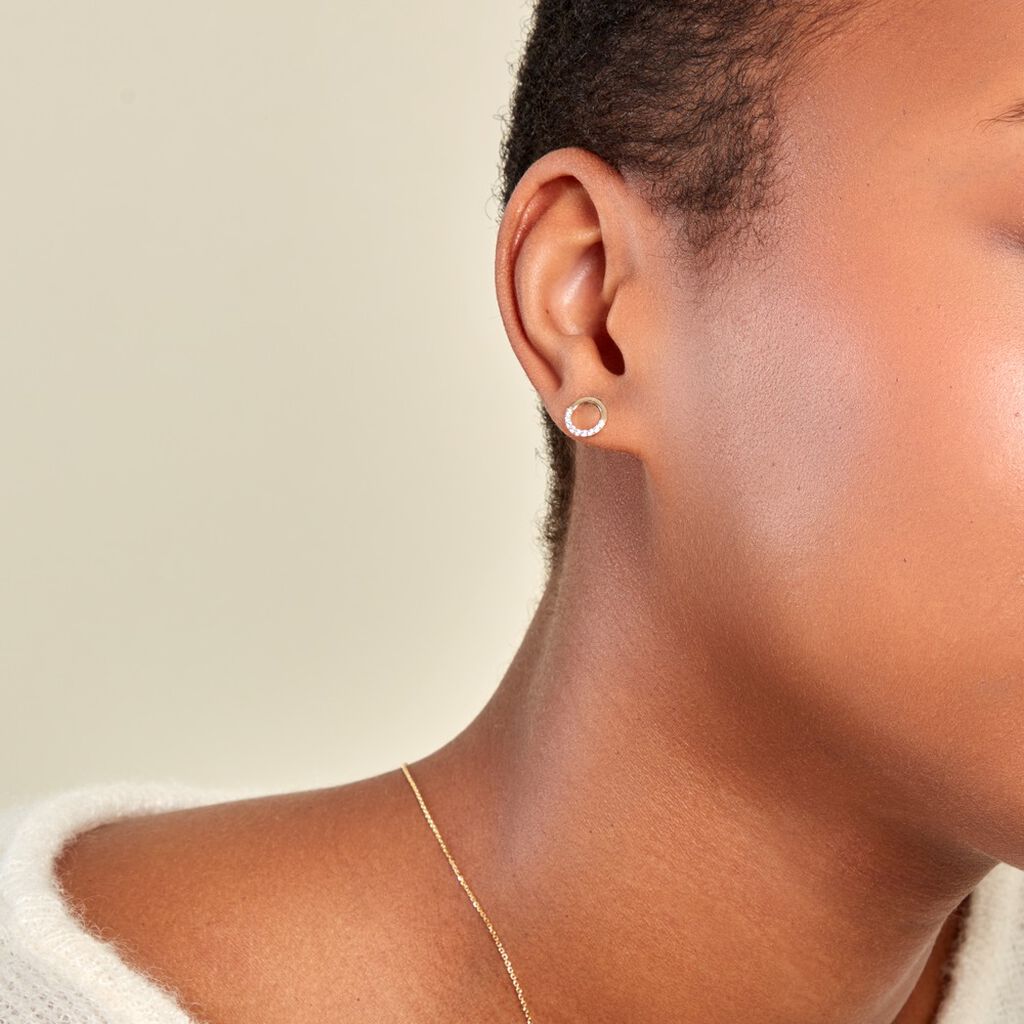 Boucles D'oreilles Puces Rimya Or Jaune Oxyde De Zirconium - Clous d'oreilles Femme | Histoire d’Or