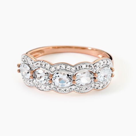 Bague Margaux Or Rose Aigue Marine Et Diamant - Bagues pierres fines Femme | Histoire d&rsquo;Or