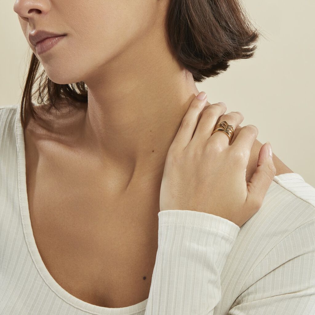 Bague Ajustable Adel Acier Doré - Bagues fantaisie Femme | Histoire d’Or