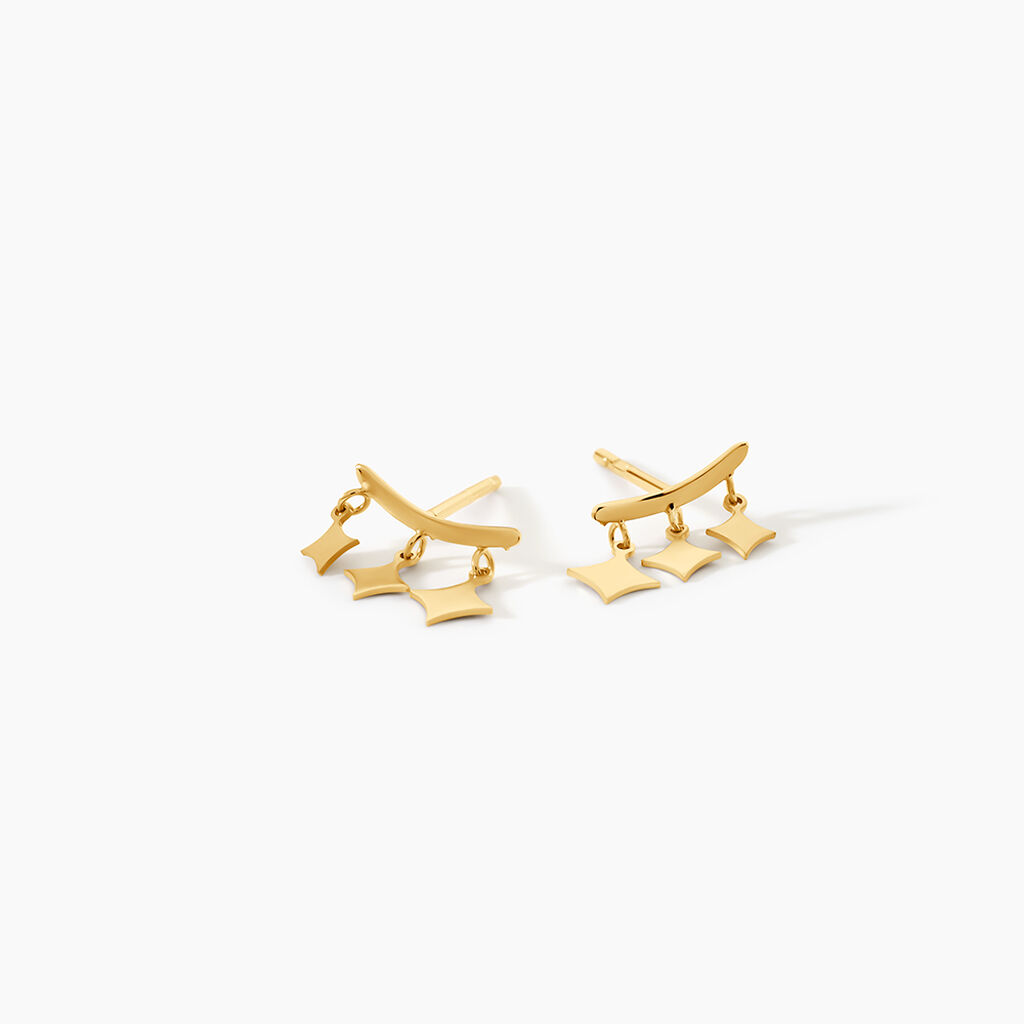 Boucles D'Oreilles Puces Pluto Argent Dor&eacute; A L'Or 750/1000 - Boucles d'oreilles fantaisie Femme | Histoire d&rsquo;Or