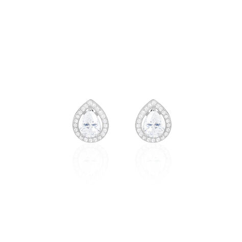 Boucles D'oreilles Puces Pilar Argent Blanc Oxyde De Zirconium - Boucles d'oreilles fantaisie Femme | Histoire d’Or
