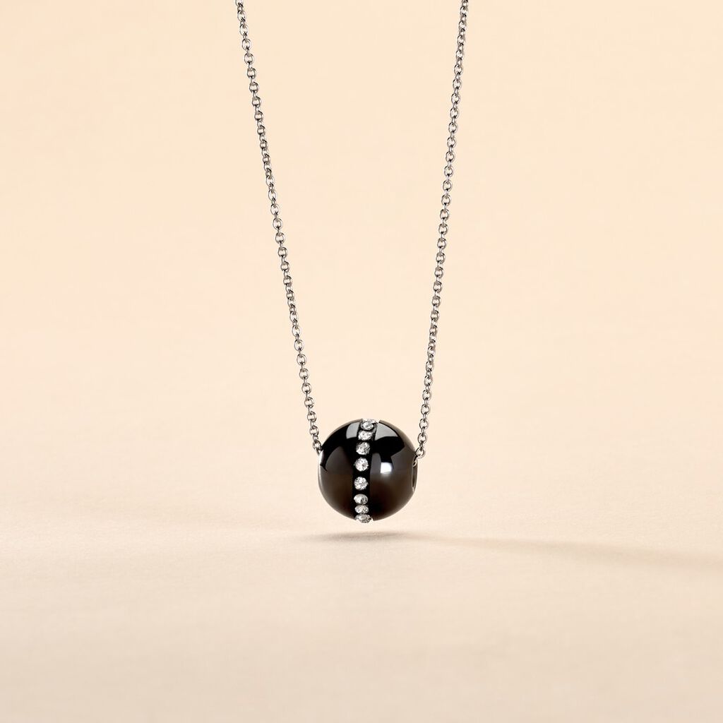 Collier Nina Cera Argent Blanc Strass Et Céramique - Colliers fantaisie Femme | Histoire d’Or