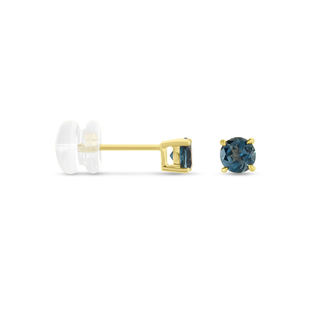 Boucles D'oreilles Puces Elea Or Jaune Topaze Bleu London - Clous d'oreilles Femme | Histoire d’Or