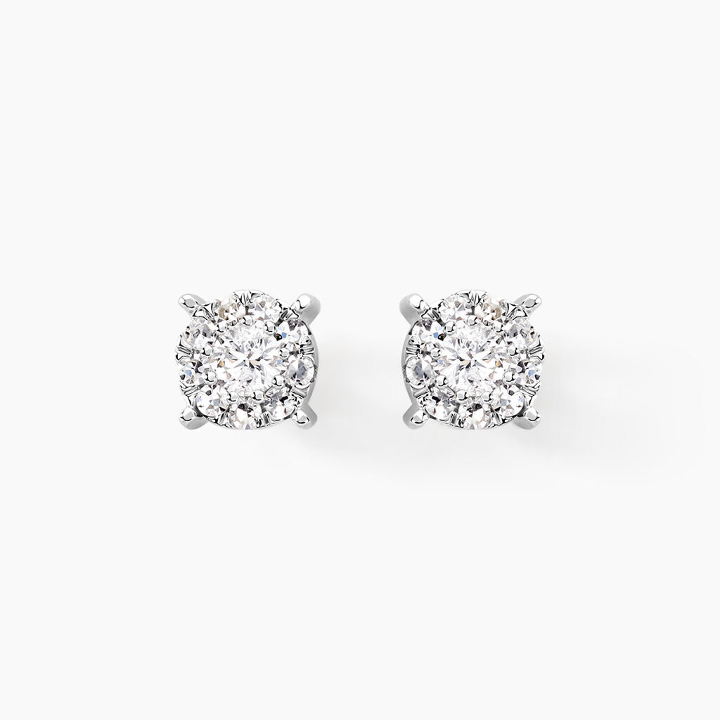 Boucles D'oreilles Puces Artemis Or Blanc Diamant - Clous d'oreilles Femme | Histoire d&rsquo;Or