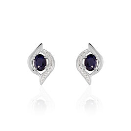 Boucles D'oreilles Puces Lydia Or Blanc Saphir - Clous d'oreilles Femme | Histoire d’Or