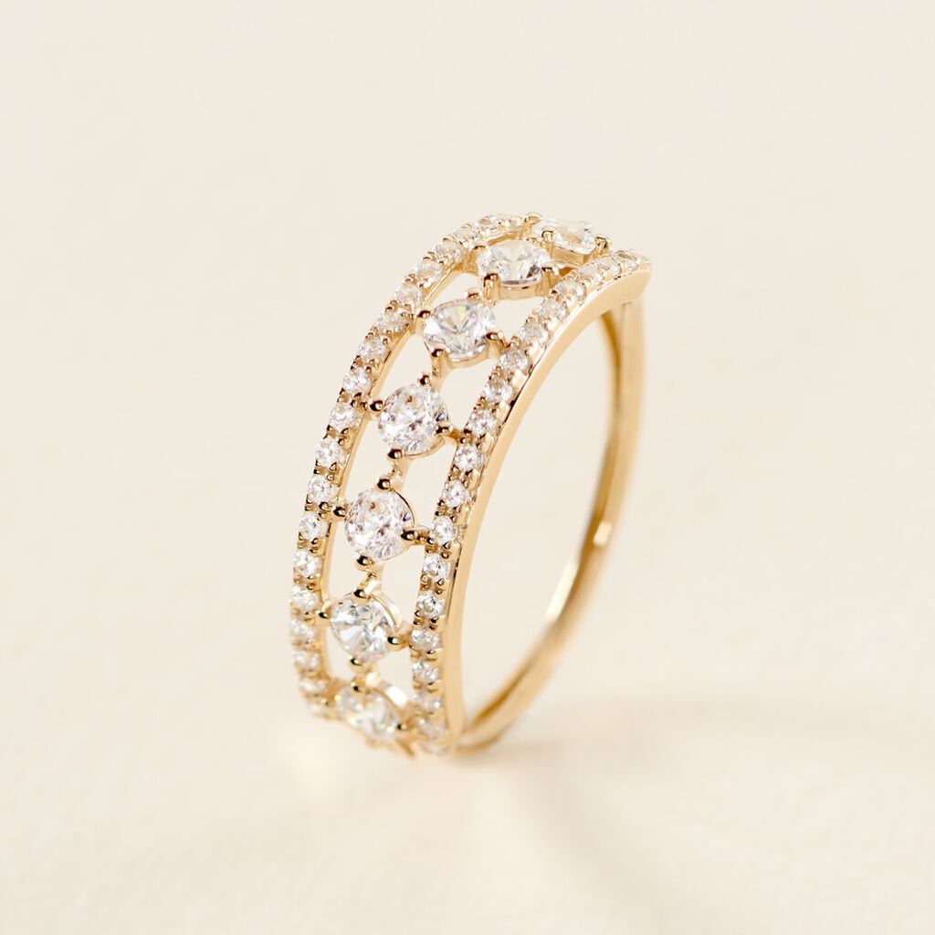 Bague The Crown Or Jaune Oxyde De Zirconium - Bagues avec pierre Femme | Histoire d&rsquo;Or